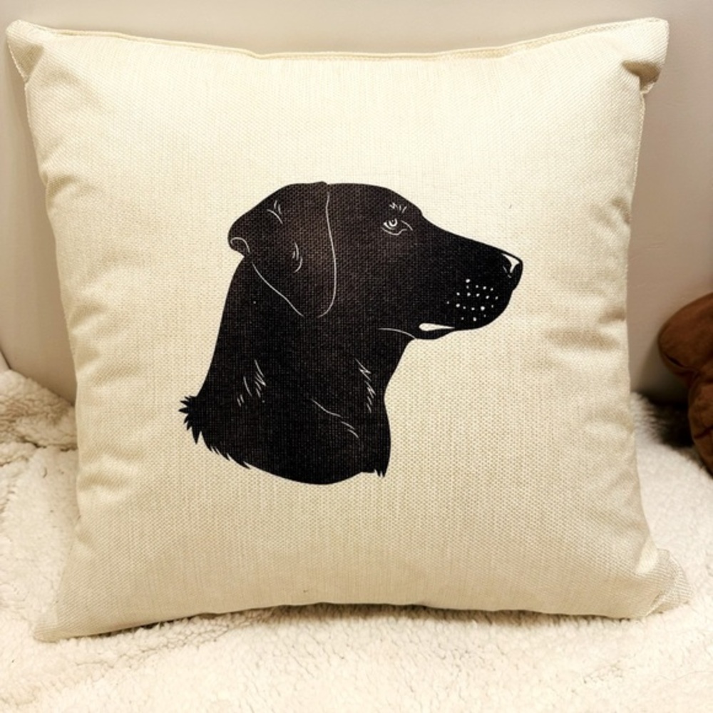 16x16 linen Black Labrador Pillow